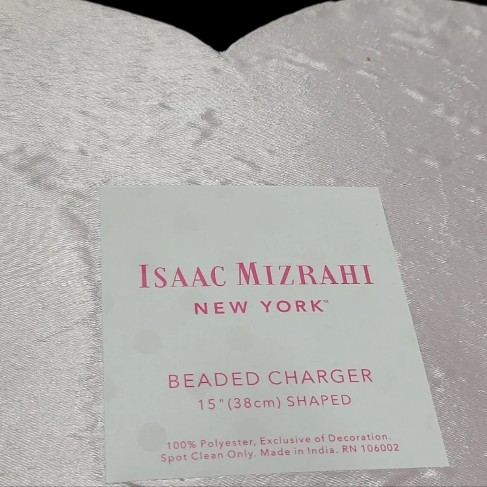 4pc Issac Mizrahi Valentines Day Hearts Shimmer Beaded Placemats Charger SET New